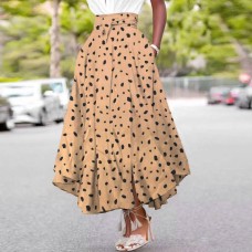 Юбка на резинке + широкий пояс принт бежевый