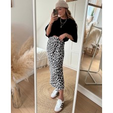 Шелковая юбка прямого кроя в леопардовый принт