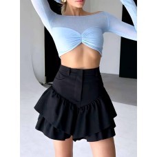 Юбка с кокеткой-баской (ждинс-коттон) черный