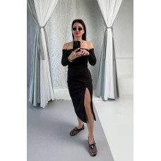 Эластичная юбка по фигуре с разрезом длиной миди черный