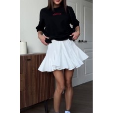 Шелковистая пышная юбка с воланами белый