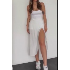 Эластичная юбка-шорты с глубоким разрезом сбоку белый