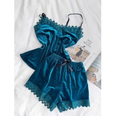 Домашний комплект-пижама: майка и шорты (велюр) волна