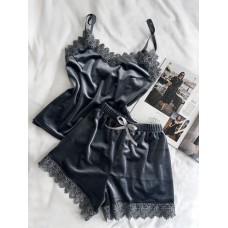 Домашний комплект-пижама: майка и шорты (велюр) графит