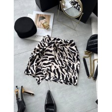 Шелковистая Юбка с завязками принт тигровый молочный