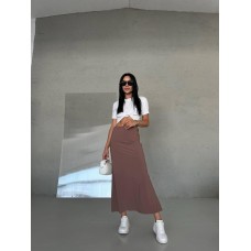 Юбка миди на резинке (софт) мокко однотон