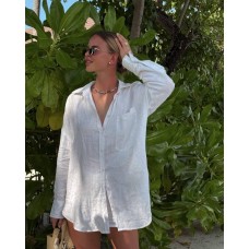 Рубашка oversize кроя (Лен) Белый