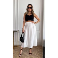 Базовая легкая шелковая юбка миди белый