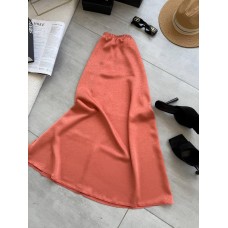 Женская юбка-миди из жатого шелка оранж