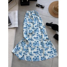 Женская юбка-миди (штапель принт) голубой