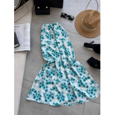 Женская юбка-миди (штапель принт) зеленый