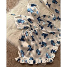 Шелковая пижама 3-ка: майка, брюки, шорты (мульт.персонаж) белый