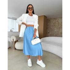 Шелковая юбка А-силуэта длиной миди голубой
