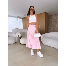 Шелковая юбка А-силуэта длиной миди барби