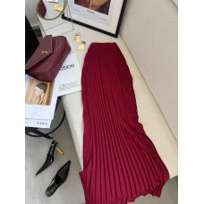 Легкая плиссированная юбка макси бордо