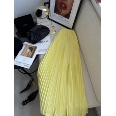 Легкая плиссированная юбка макси лимон
