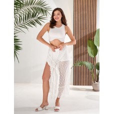 Нежная воздушная юбка из гипюра с эластичными шортами белый