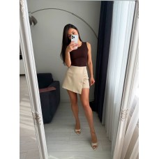 Юбка-шорты костюмка длиной мини бежевый