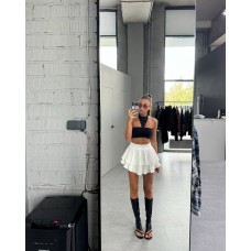 Нежная юбка-шорты длиной мини молочный