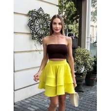 Яркая пышная юбка+талия на резинке лимон