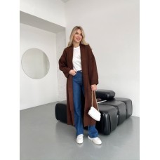 Удлиненный кардиган из мягкой пушистой пряжи шоколад