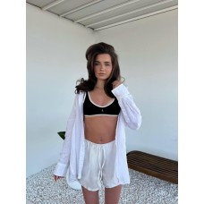 Короткие шелковые шорты молоко