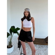 Короткие шелковые шорты черный