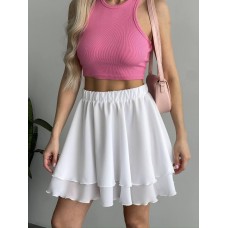 Легкая юбка с шифона на резинке белый