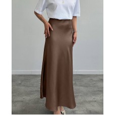 Атласная юбка талия на резинке шоколад
