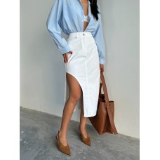 Джинсовая юбка с ассиметричным вырезом белый