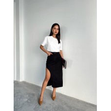 Джинсовая юбка с ассиметричным вырезом черный