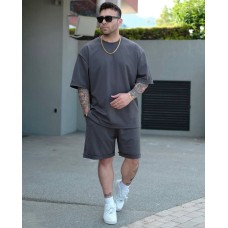 Базовый мужской костюм (футболка+шорты) графит