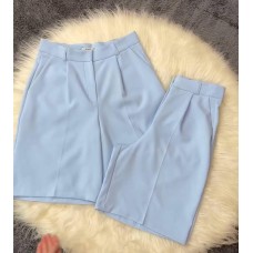 Шорты бермуды со стрелками (костюмка) голубой