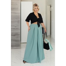 Шелковистые юбка-брюки свободного кроя мята