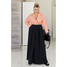 Шелковистые юбка-брюки свободного кроя черный