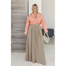 Шелковистые юбка-брюки свободного кроя бежевый