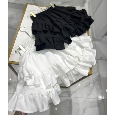 Льняная юбка с воланами длиной мини молочный