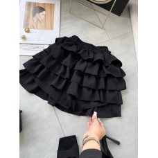 Летние шорты-юбка с воланами черный