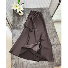 Шелковая юбка А-силуэта+талия на резинке шоколад