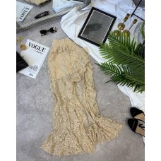 Гипюровая юбка с шортами бежевый