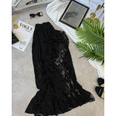 Гипюровая юбка с шортами черный