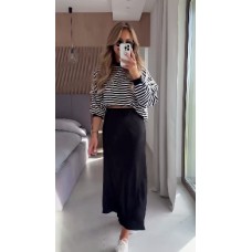 Шелковая юбка А-силуэта длиной миди черный