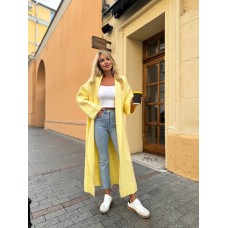 Удлиненный кардиган из мягкой пушистой пряжи лимон