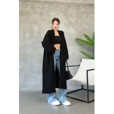 Трикотажный кардиган прямого кроя длиной макси черный