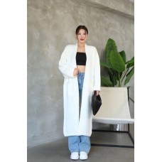 Трикотажный кардиган прямого кроя длиной макси белый