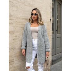 Теплый вязаный кардиган, серый