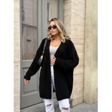 Теплый вязаный кардиган, черный