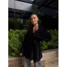 Кардиган оверсайз с широкими рукавами+пояс черный