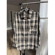 Комфортная базовая рубашка в клетку черно-бежевый