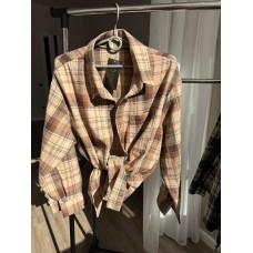 Комфортная базовая рубашка в клетку мокко